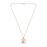 Green Tourmaline "Grass" in Quartz 18k Gold Pendant