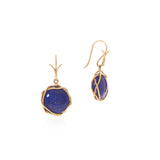 Lapis 'lintel' earrings in 18k yellow gold vine.