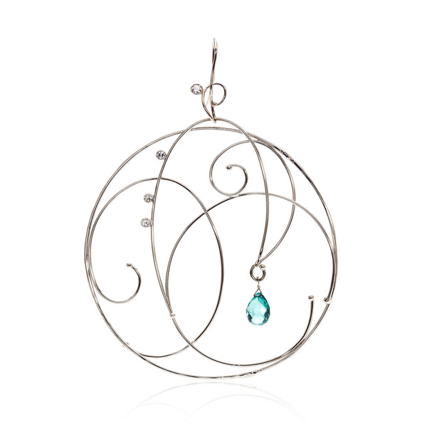 18k white gold "La Plage" earrings with natural blue tourmalines and diamonds.