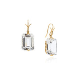 Rock crystal emerald cut earrings in 18k yellow gold vine
