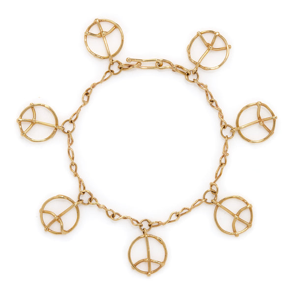 18k yellow gold "7 signs of peace" bracelet