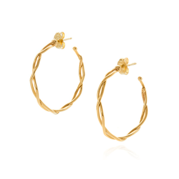 18k yellow gold medium wrapped hoop earrings