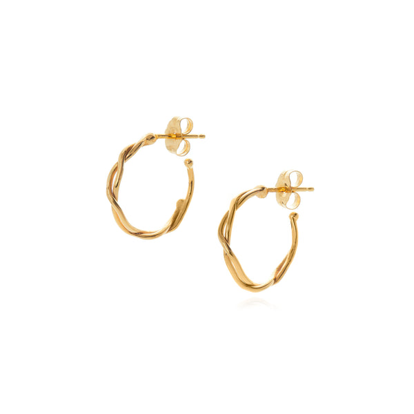 18k yellow gold small wrapped hoop earring