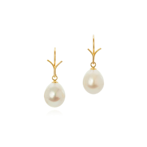 White pearl drop earrings