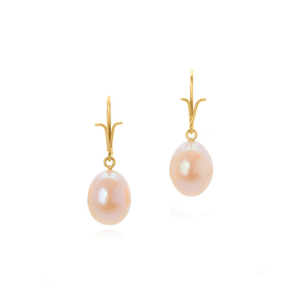 Peach pearl drop earrings