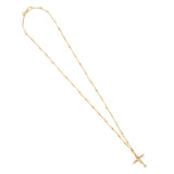 18k yellow gold small vine cross with white diamonds.