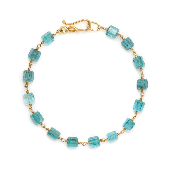 Apatite bead 18k gold bracelet