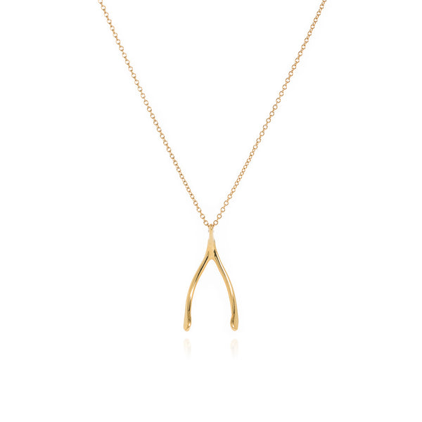 18k gold wish bone pendant