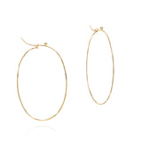 18k yellow gold large flattened oval hoops