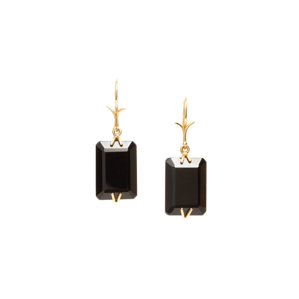 Black agate emerald cut earrings