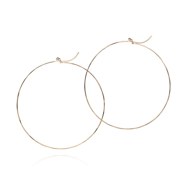 18k yellow gold large flattened hoops