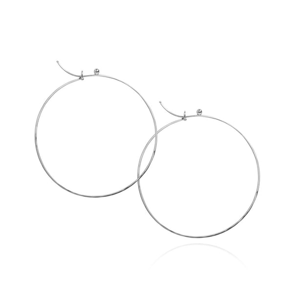 18k white gold medium flattened hoops