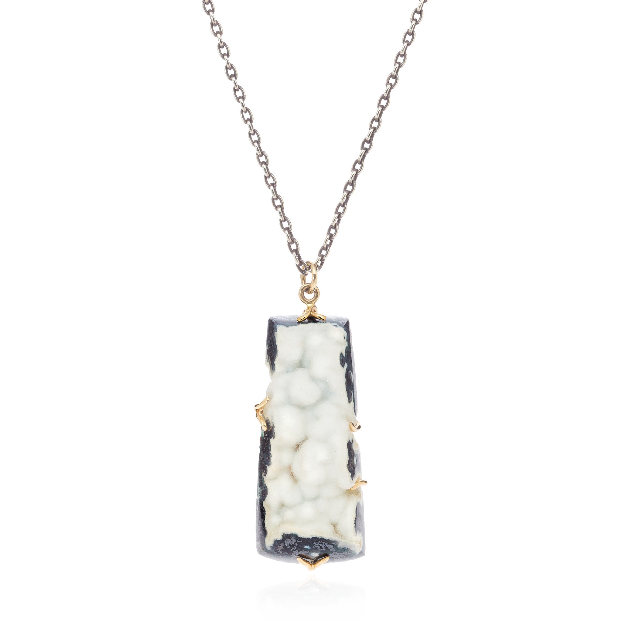 White druzy agate pendant