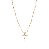 Small 18k Yellow Gold 'Vine' Cross With Diamonds