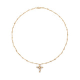 Small 18k Yellow Gold 'Vine' Cross With Diamonds