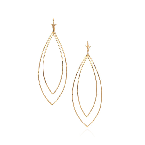 18k Yellow Gold Large Double Leaf Earring