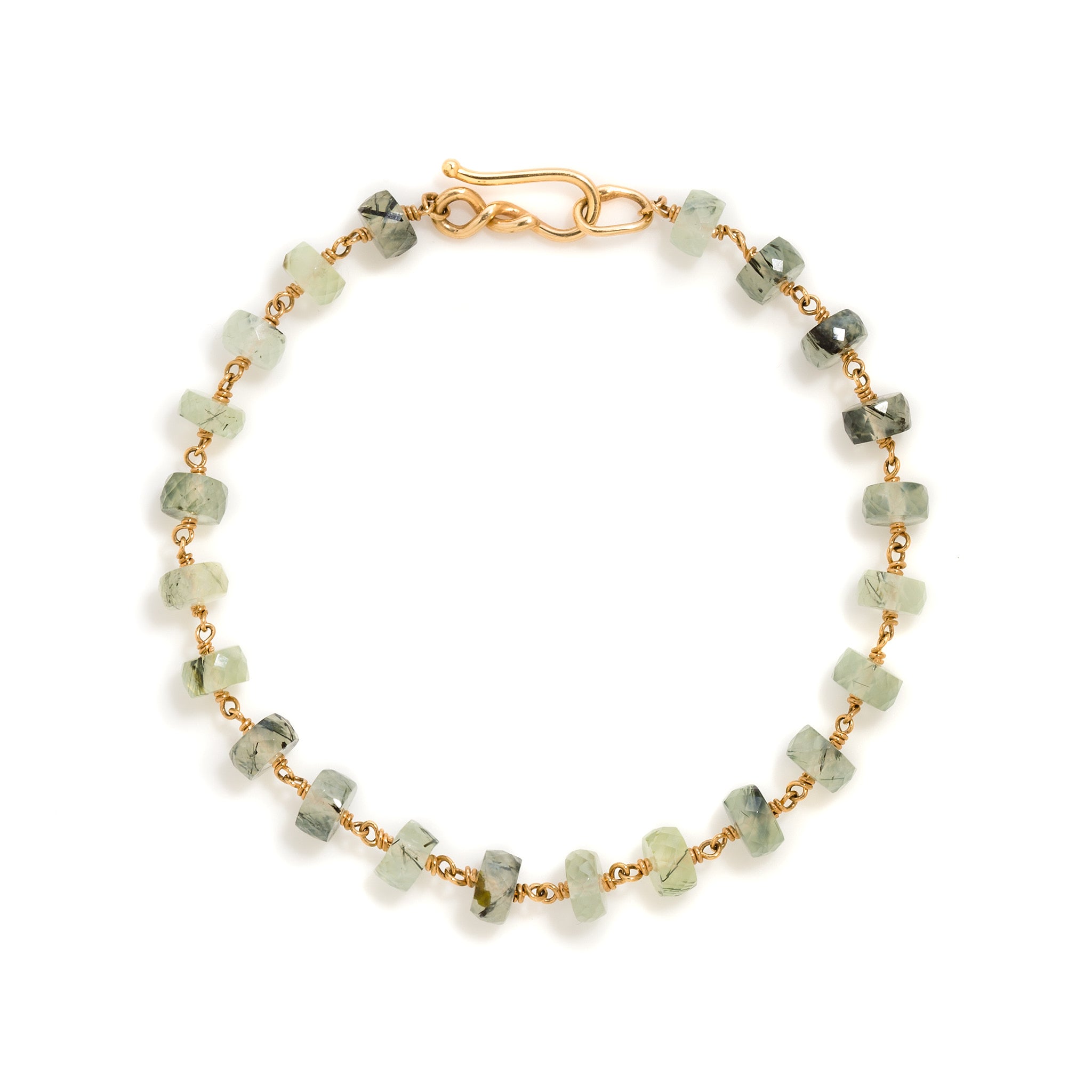 Light green prehnite 18k gold bracelet