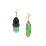 Stripped Enamel Oval Earring Set in an 18k Yellow Star