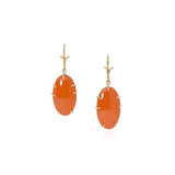 Orange Enamel Small Oval Earrings with 18k Yellow Star Back