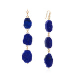 Lapis Slice Natural Edge Three Tiered Earring