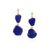 Lapis Slice Natural Edge Double Drop Earring