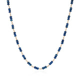 Blue Sapphire Roundel Bead Necklace with 18k Yellow Gold Links