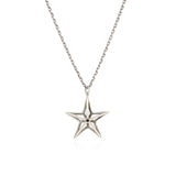 Sterling Silver Five Point Star with Black Diamond