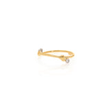 18k yellow gold single 'vine' ring with three diamonds set in platinum.