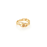 18k yellow gold vine ring with cognac diamond.
