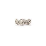 18k White Gold Vine Ring Containing Clear Diamonds Set in Platinum