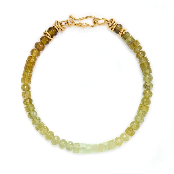 Light green garnet 'spectrum' multi-bead bracelet.
