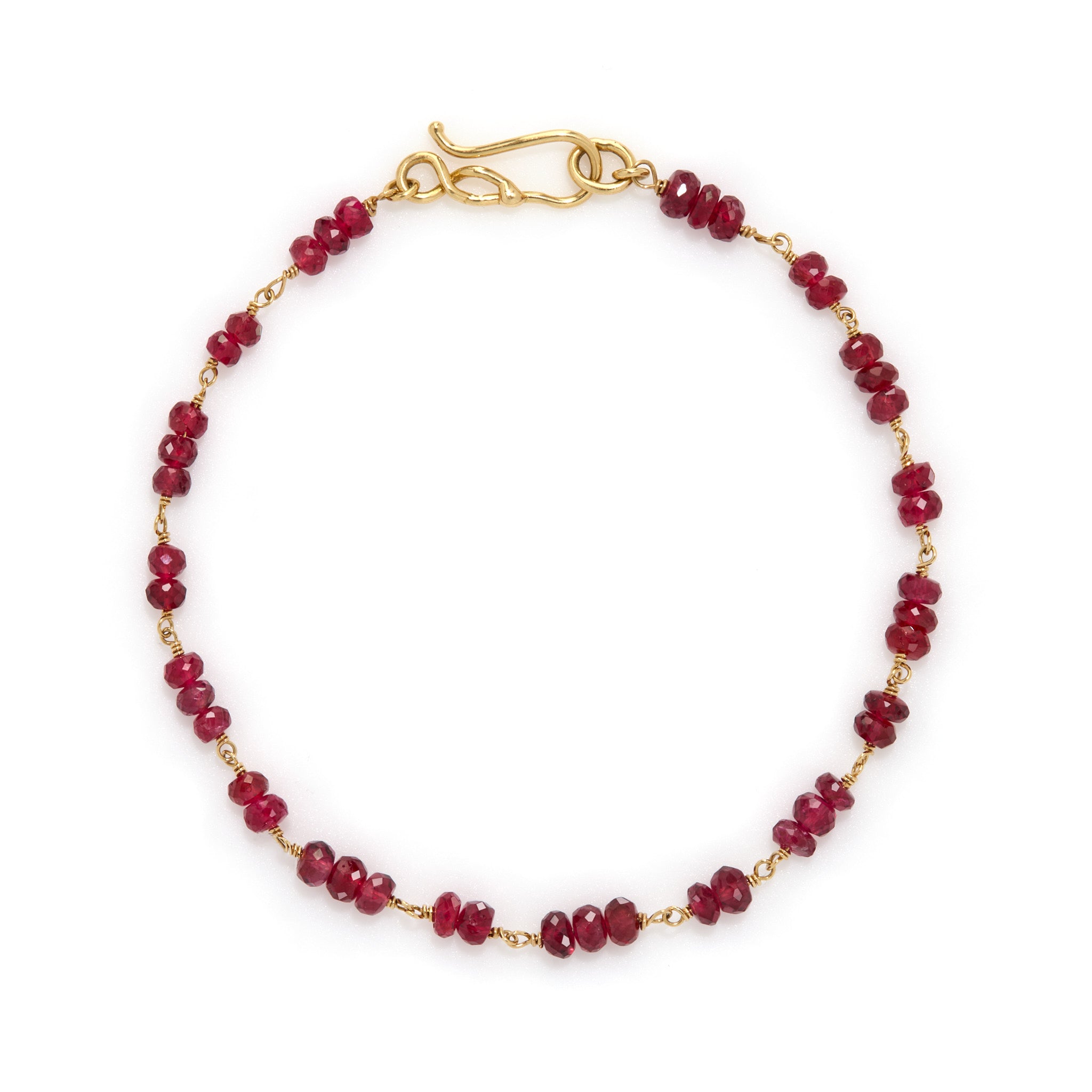 Red spinel faceted bead bracelet.