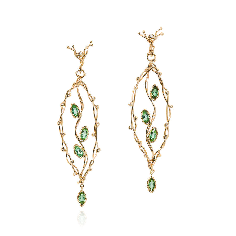 Green tourmaline 'leaf' earrings