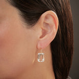 Rock crystal emerald cut earrings in 18k yellow gold vine