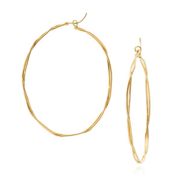 18k yellow gold large wrapped hoop earrings