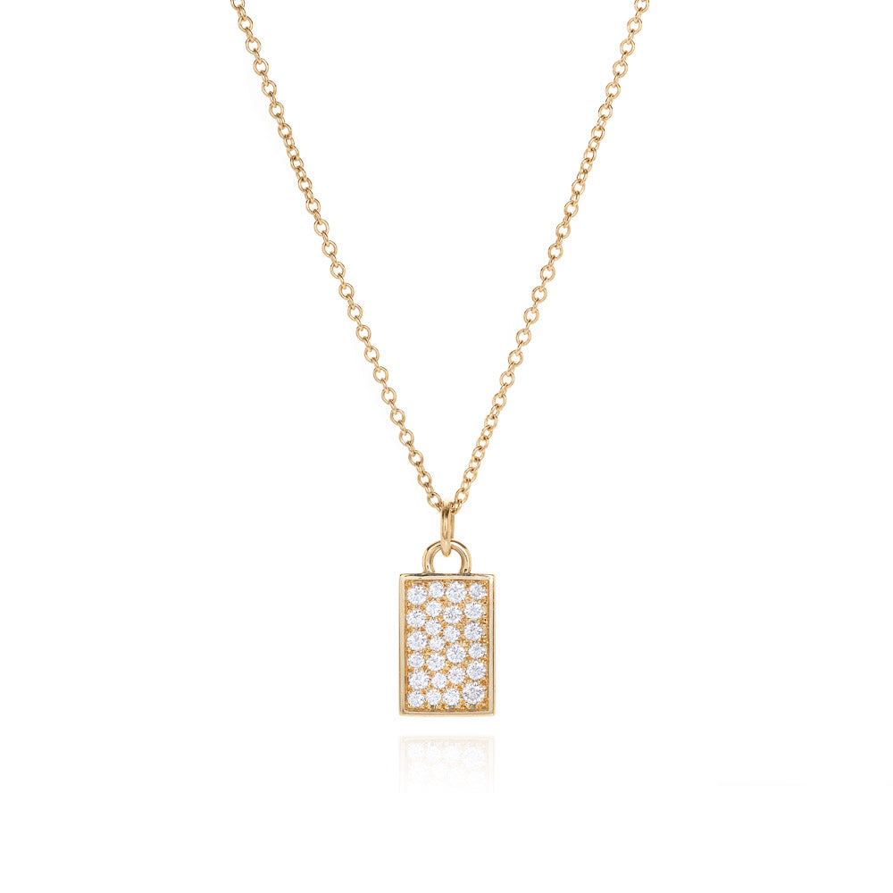 18k diamond tag pendant
