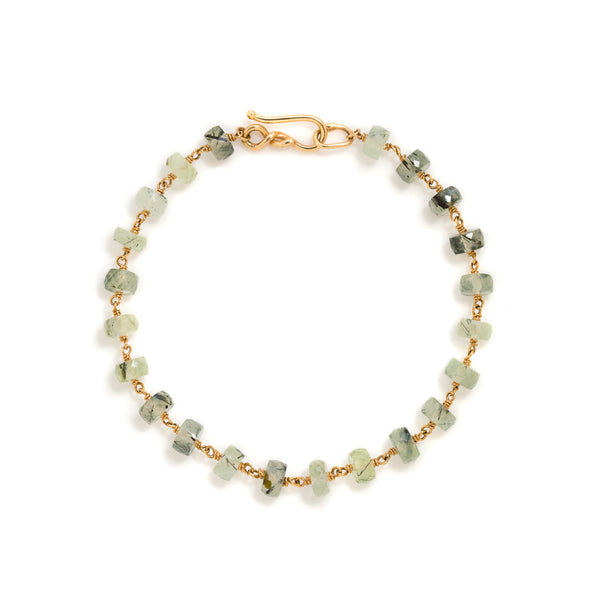 Light green prehnite 18k gold bracelet