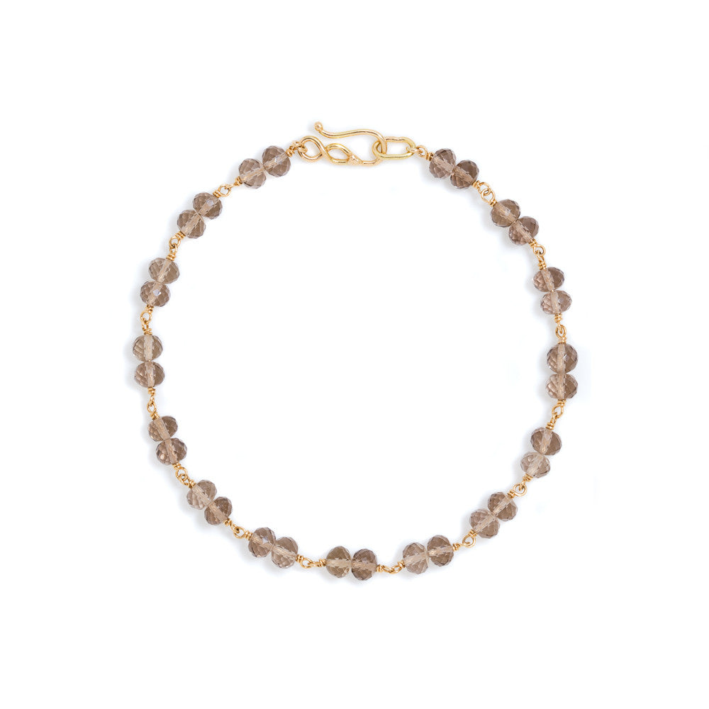 Smokey quartz bead 18k gold bracelet