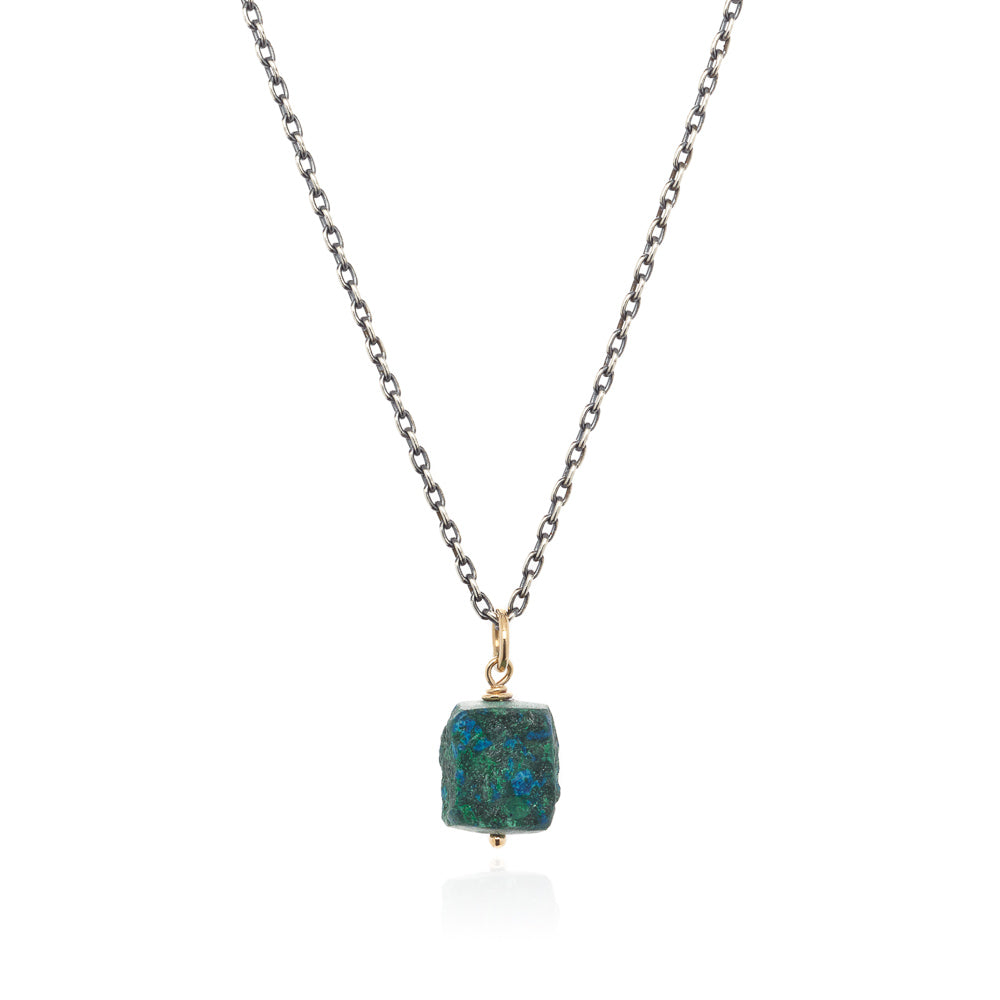 Chrysocolla nugget on sterling silver chain