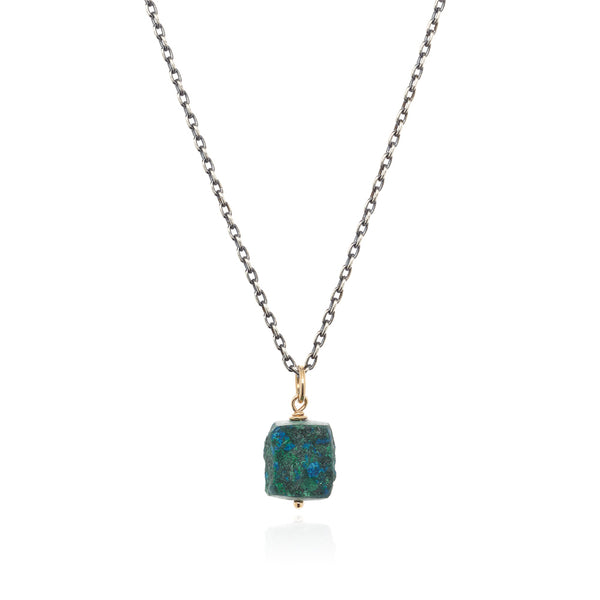 Chrysocolla nugget on sterling silver chain