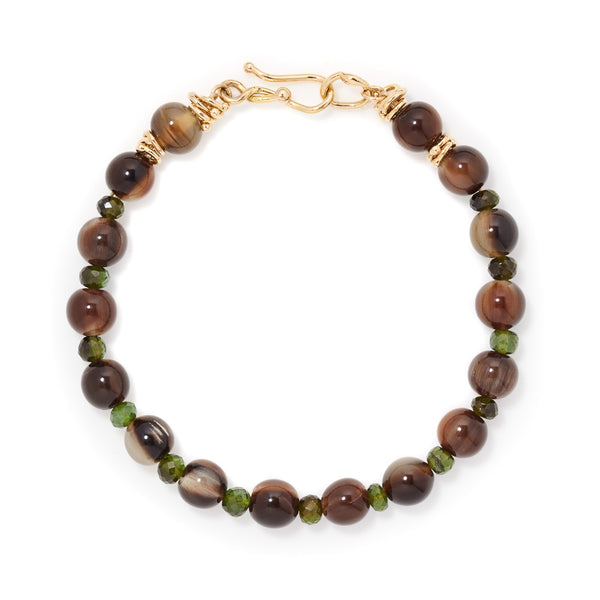 Horn bead & green tourmaline 18k bracelet