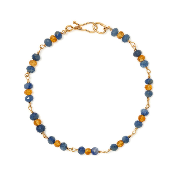 Blue quartz and citrine 18k gold bracelet