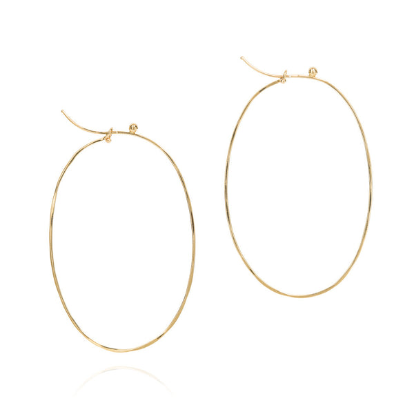 18k yellow gold large flattened oval hoops