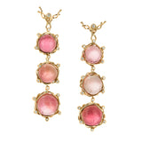 Pink tourmaline 3 drop earrings