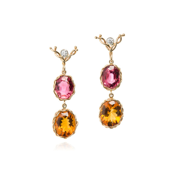 Tourmaline & citrine earrings