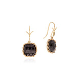 Black chalcedony faceted square earrings.