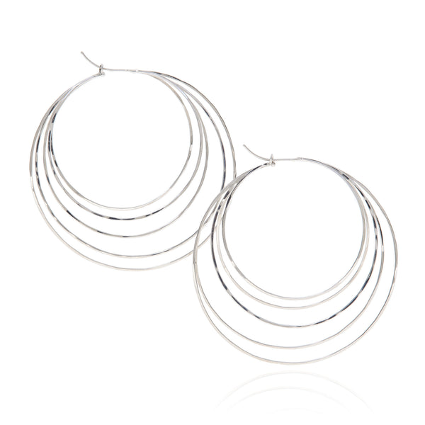 18k white gold multi-circle hoop earring.